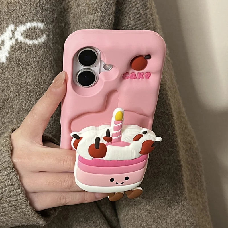 Cute 3D Cake Folding Kickstand Phone Case