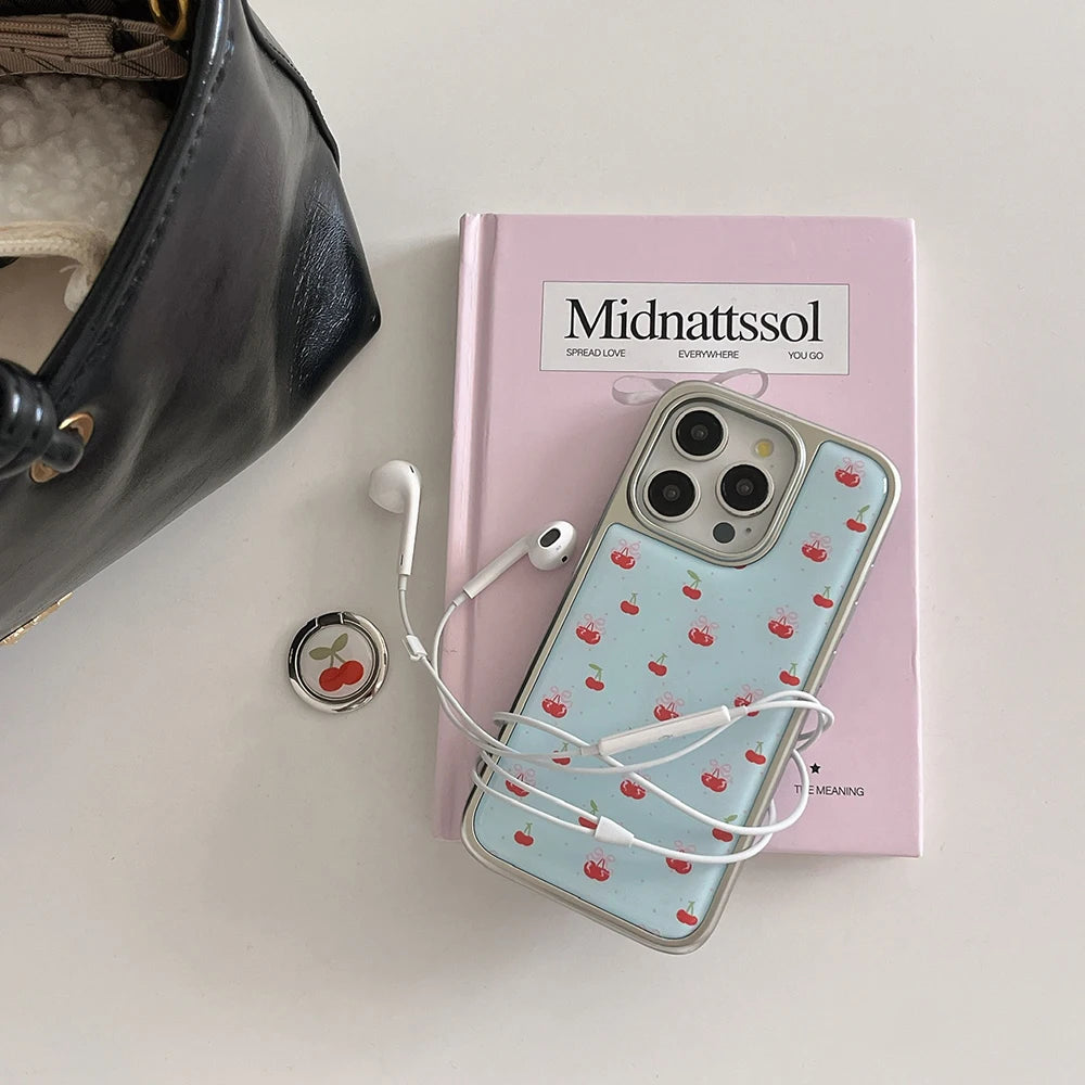 Cute Cherry Pattern Luxury Phone Case