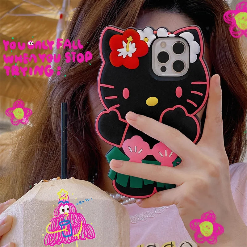 3D Cute Cartoon Hello Kitty Hawaiian Series Phone Case For iPhone