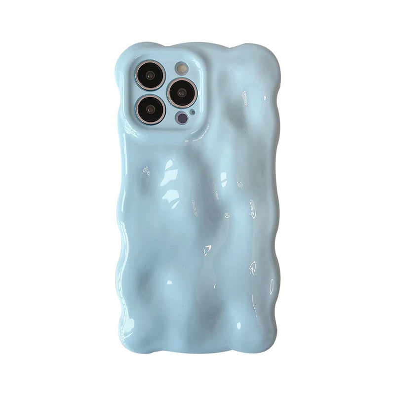 Fashion Macaron Blue Wave Bubbles Phone Case