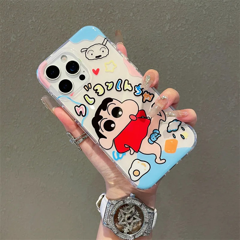 Funny Cartoon Crayon Shin-chan Elephant Rotate Bracket Phone Case For iPhone