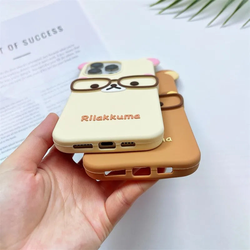 Cute Cartoon Glasses Rilakkuma Bear Phone Case