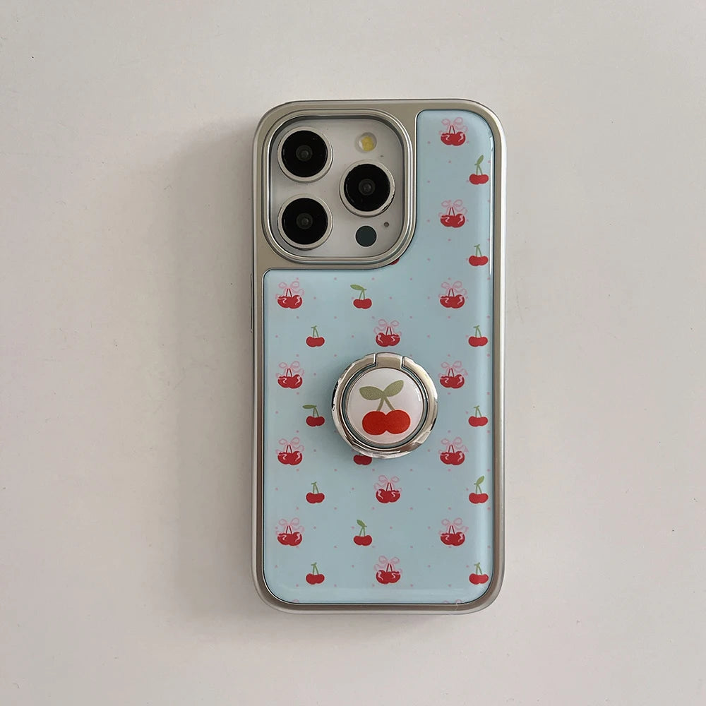 Cute Cherry Pattern Luxury Phone Case