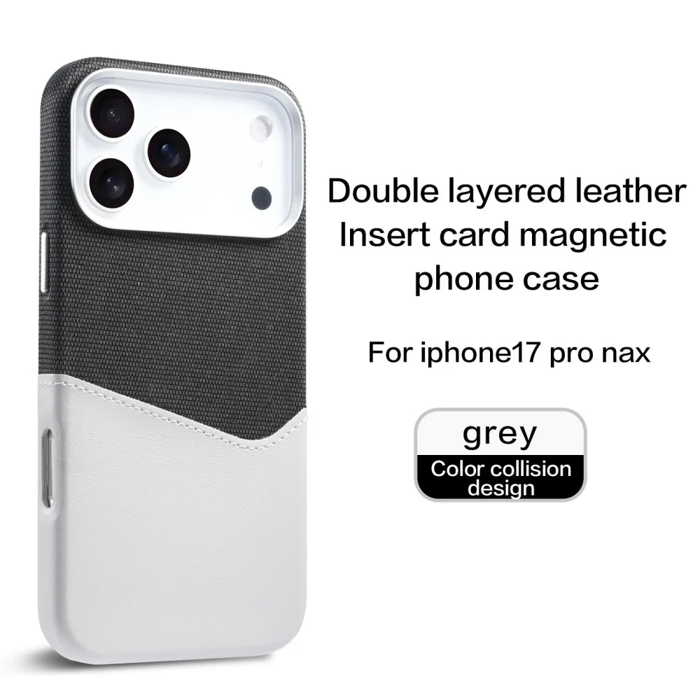 Fabric Splicing Texture Card Insertion Magnetic Phone Case For iPhone
