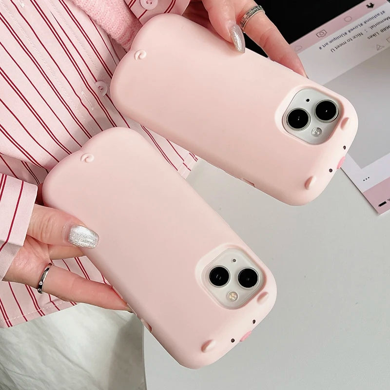 Cute 3D Pink Pig Soft Silicone Phone Case