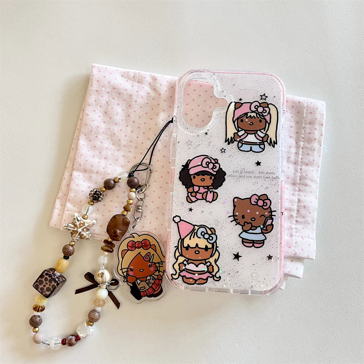 Glitter Cute Cartoon Black Skinned Cat Phone Case