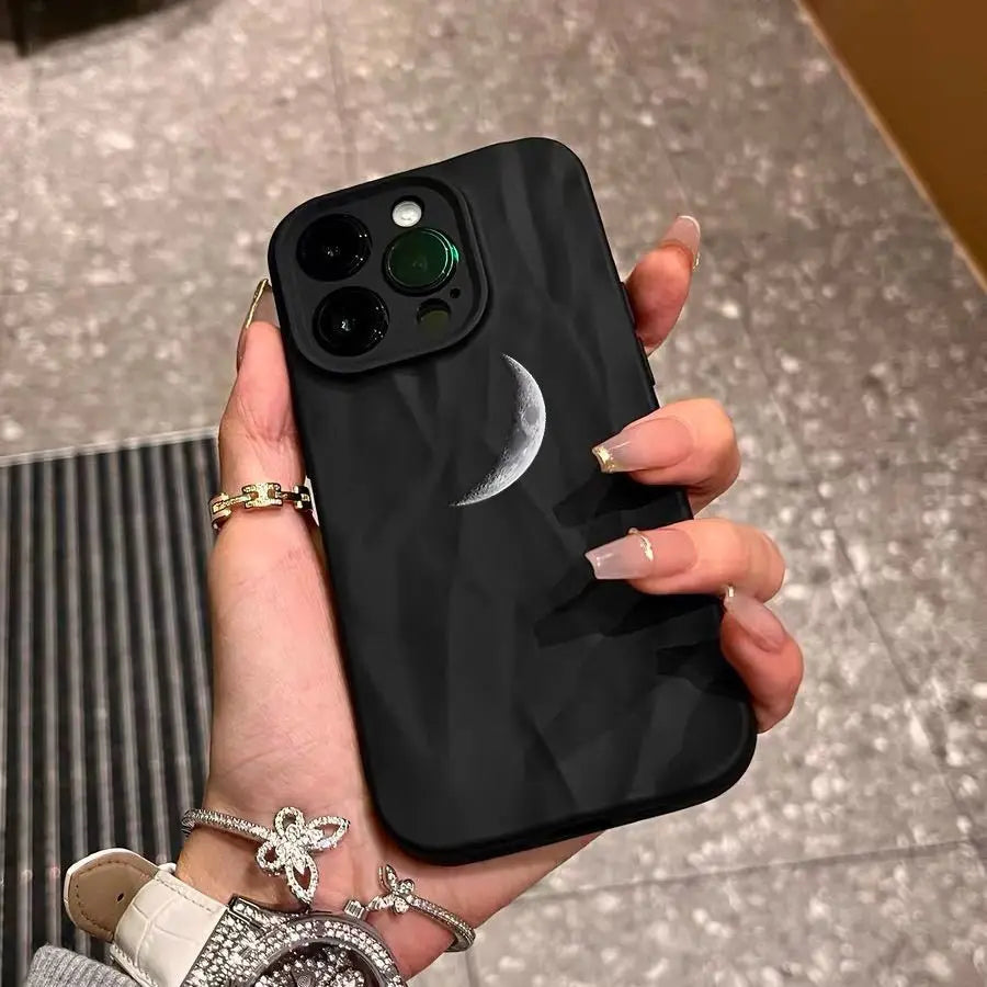 Minimalist Creative Black Moon Phone Case For iPhone