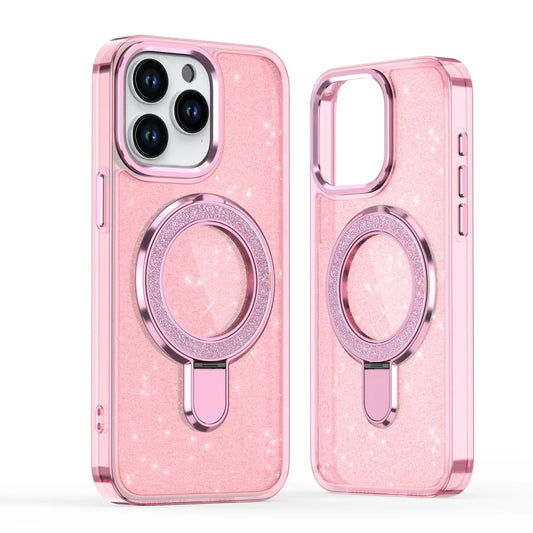 Luxury Glitter Fold Magnetic Metal Ring Stand Case For iPhone