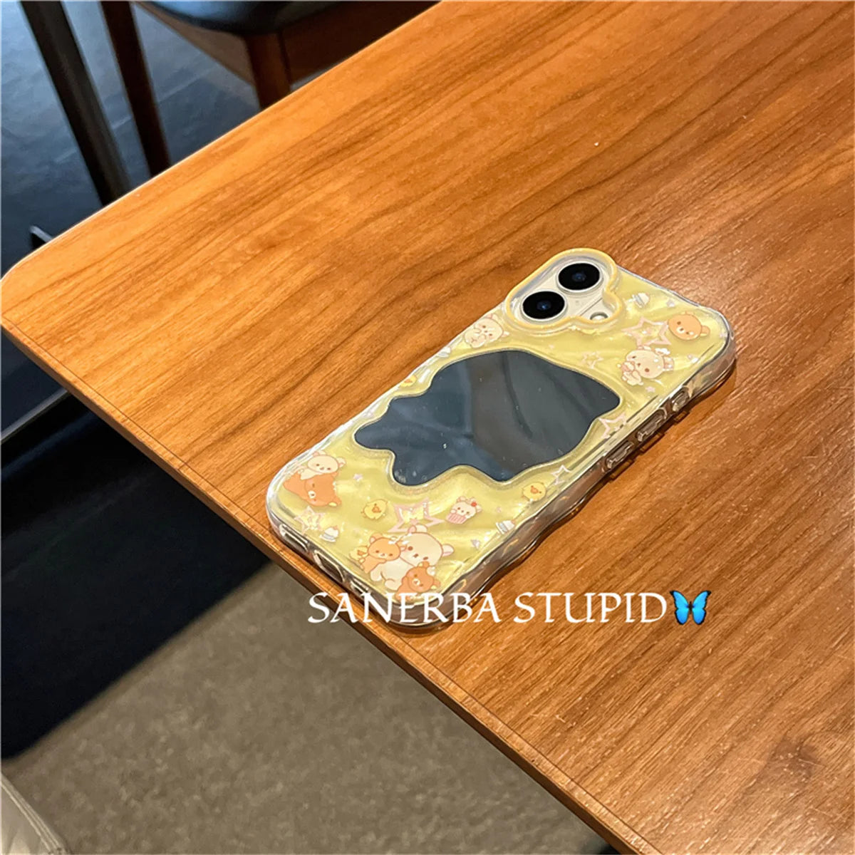 Kawaii Cartoon Wave Pattern Mirror Phone Case For iPhone