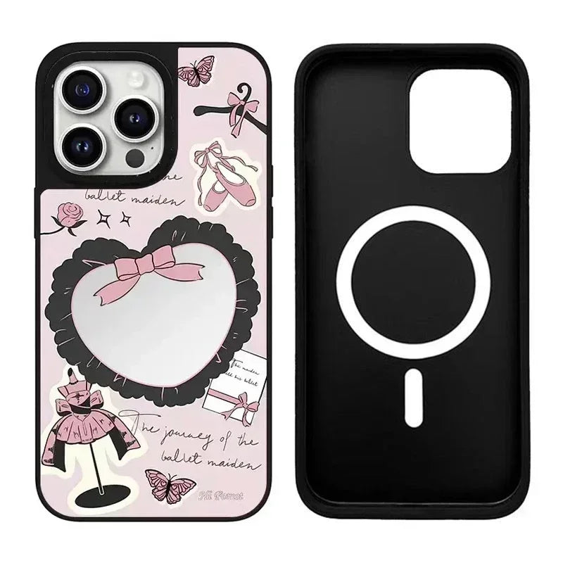 Swan Bowknot Mirror Surface MagSafe Phone Case