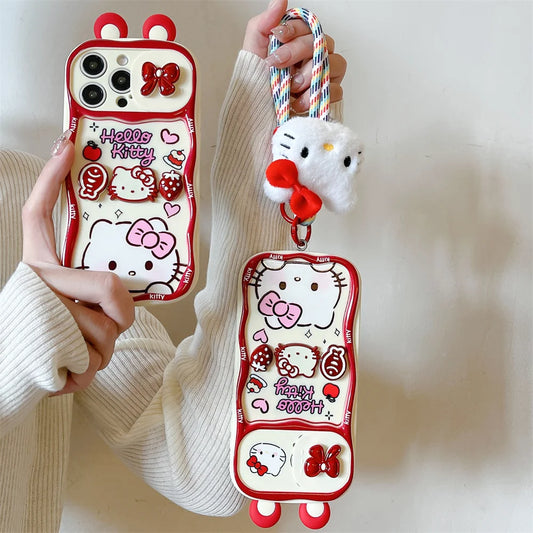Cute Cartoon Hello Kitty Push Pull Camera Phone Case