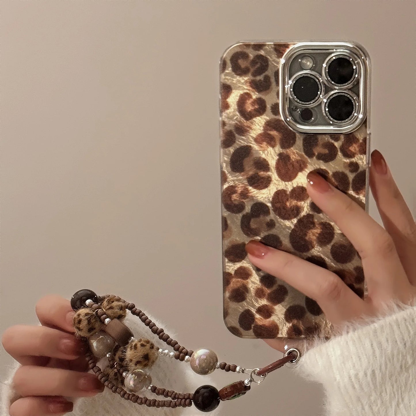 Y2K Leopard With Lanyard Phone Case For iPhone