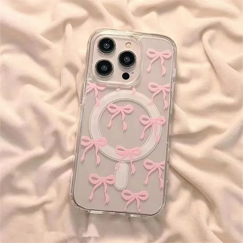 Pink Blue Bow Magsafe Magnetic Phone Case