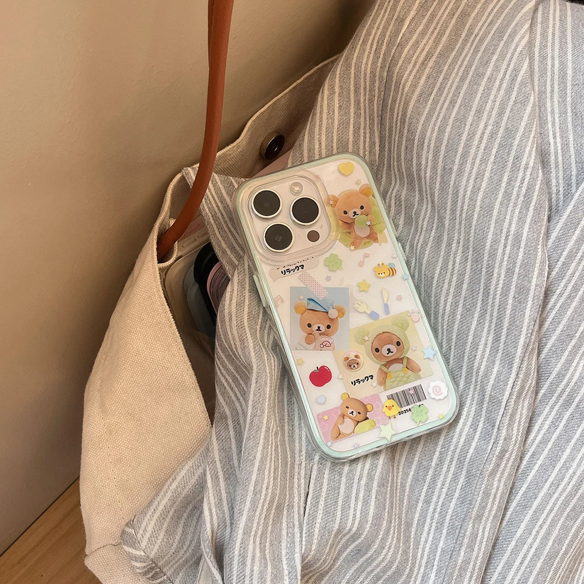 New Cute Cartoon Bear Flowers Phone Case