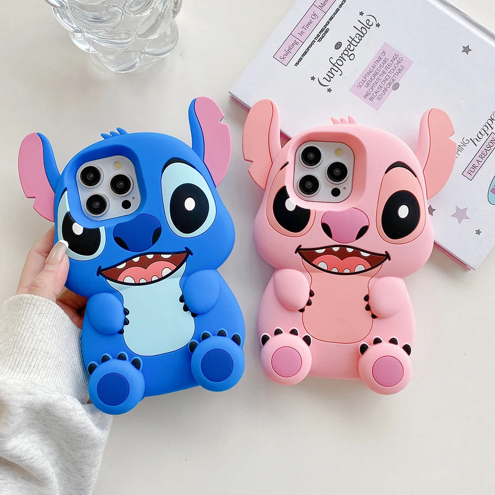 Stitch Big Ear Foot Stand Holder Soft Silicone Phone Case