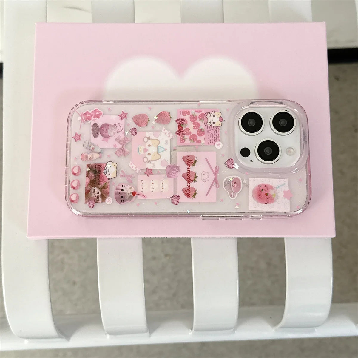 Cute Cartoon Strawberry Marshmallow Cat Phone Case