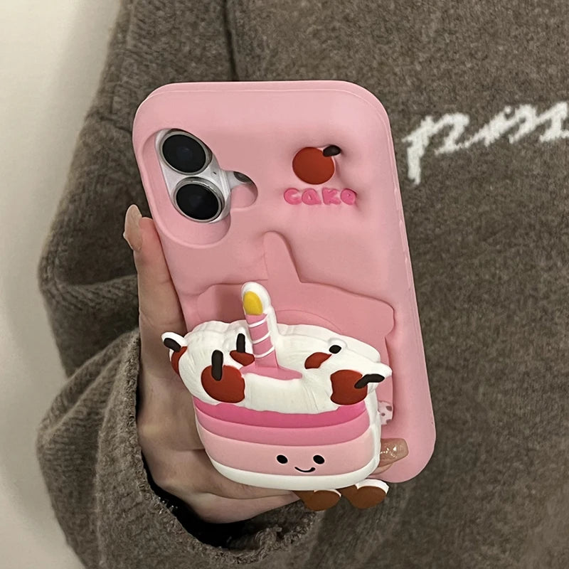 Cute 3D Cake Folding Kickstand Phone Case