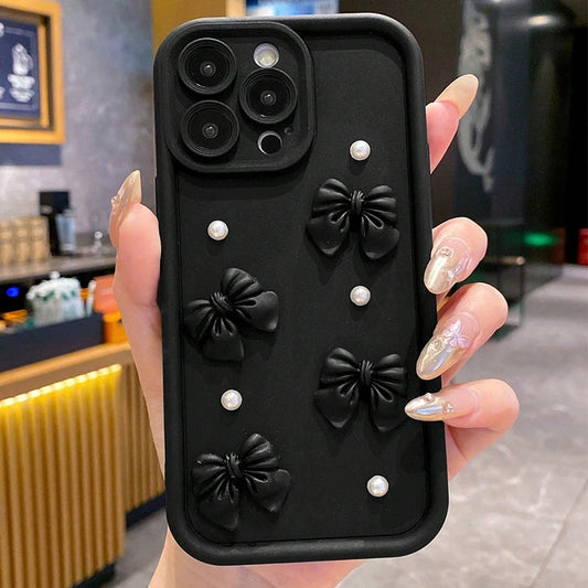 Cute 3D Pearl Bow Phone Case For iPhone