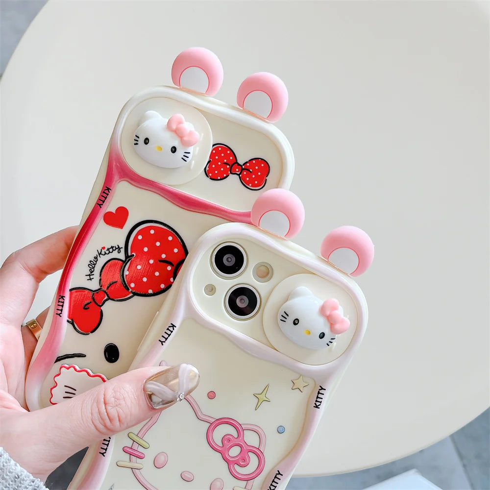 Cute Cartoon Hello Kitty Push-Pull Camera Phone Case for iPhone