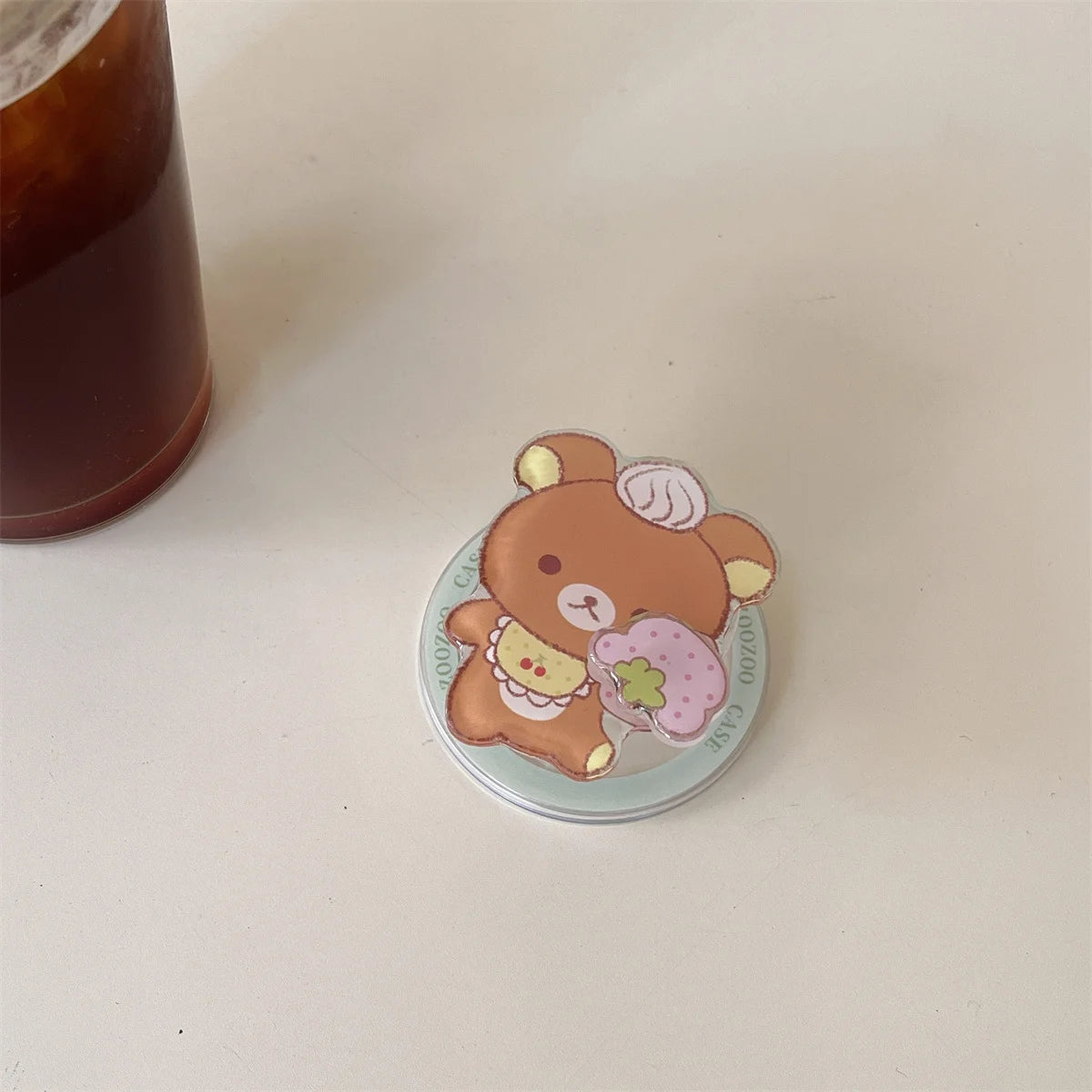 Magnetic Shell With Painted Four Leaf Clover Bear Phone Case and Rotating Magnetic Bracket For iPhone