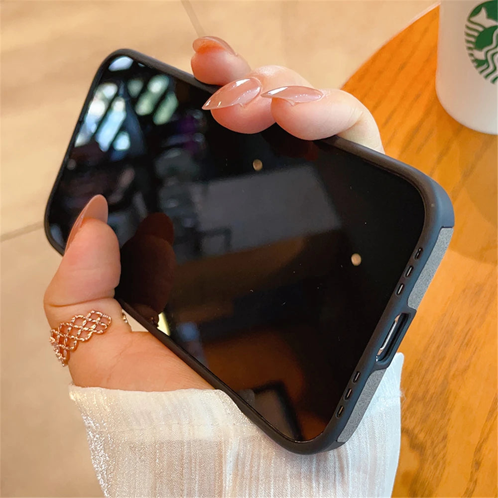 Luxury Suede Lambskin Leather Full Phone Case For iPhone