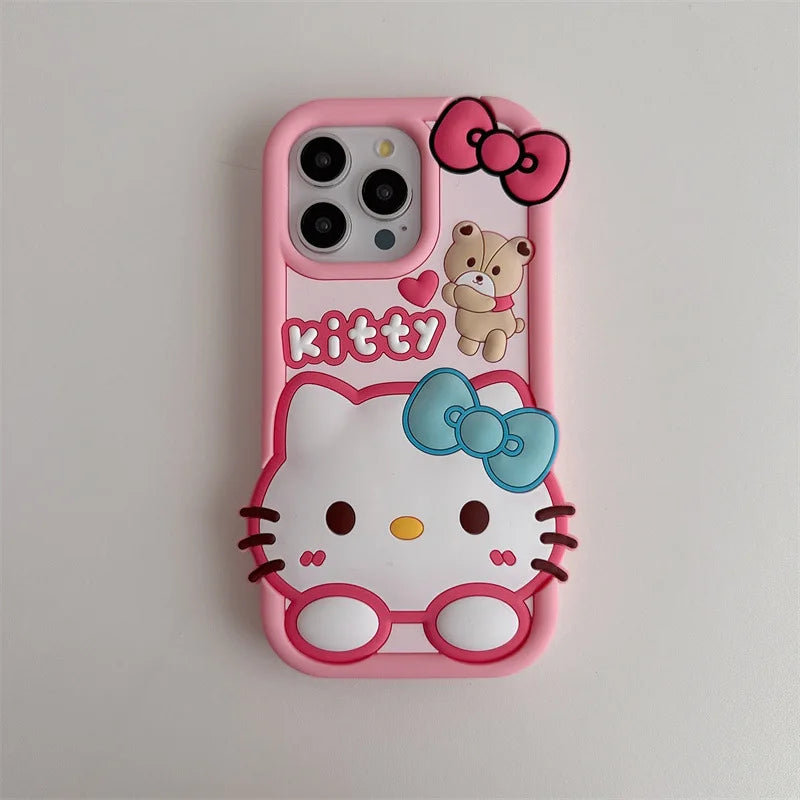 Cute Cartoon Bear Hello Kitty Soft Silicone Phone Case For iPhone