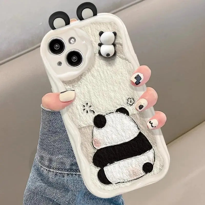 Funny Panda Toy Cartoon Ear Wave Phone Case