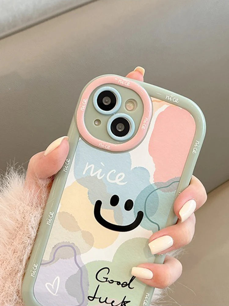 Simple Smile Letters Good Luck Hard Back Cover Case For iPhone