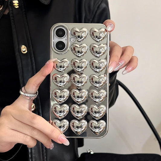 Simple Stylish Silver Love Heart Phone Case