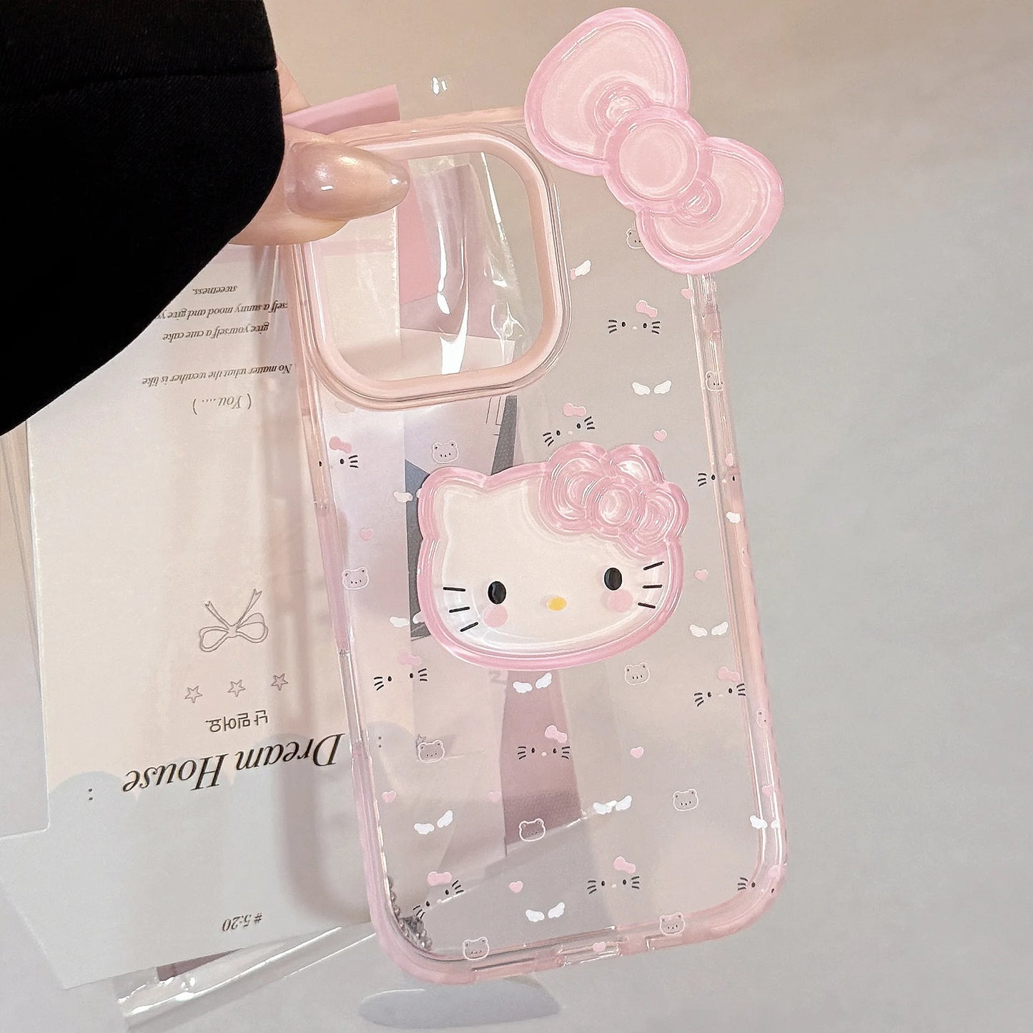 Korean 3D Bowknot Cartoon Hello Kitty Soft Phone Case For iPhone