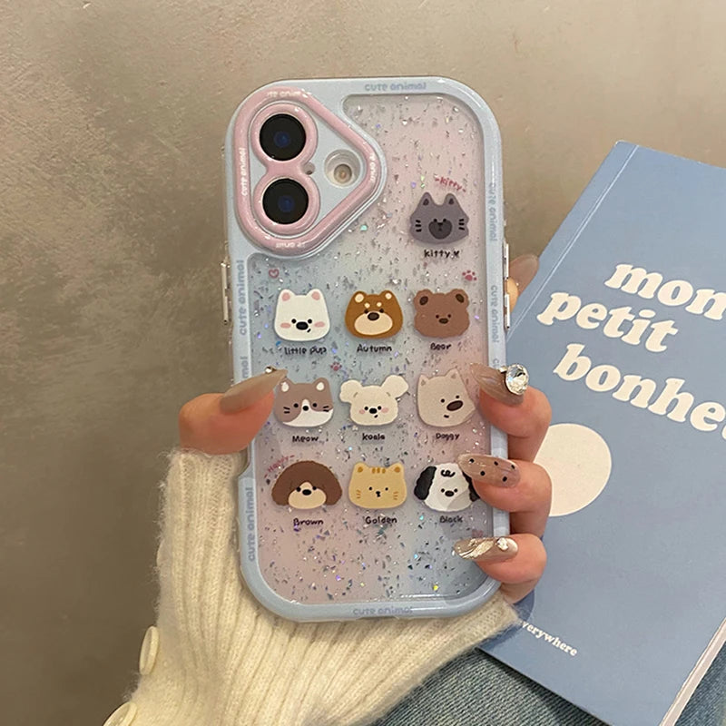 Cute Animal Glitter Bling Back Phone Case