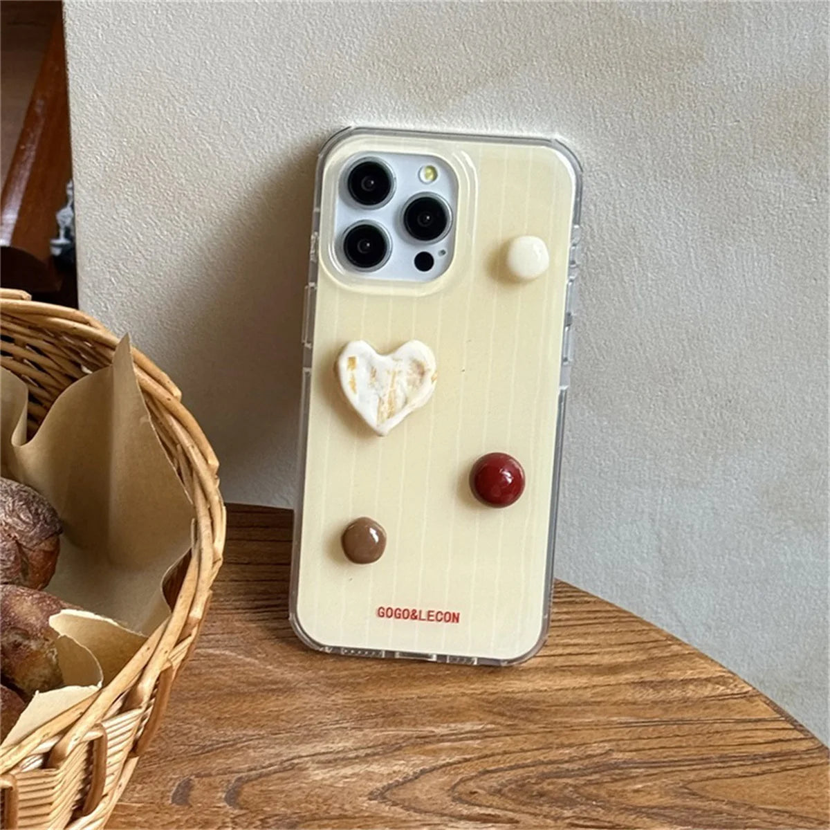 Simple Cute 3D Love Heart Striped Phone Case For iPhone