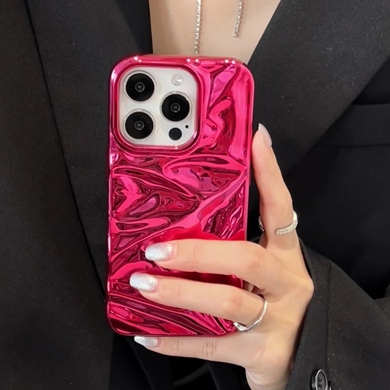Plating Red Water Ripple Wrinkle Texture Phone Case