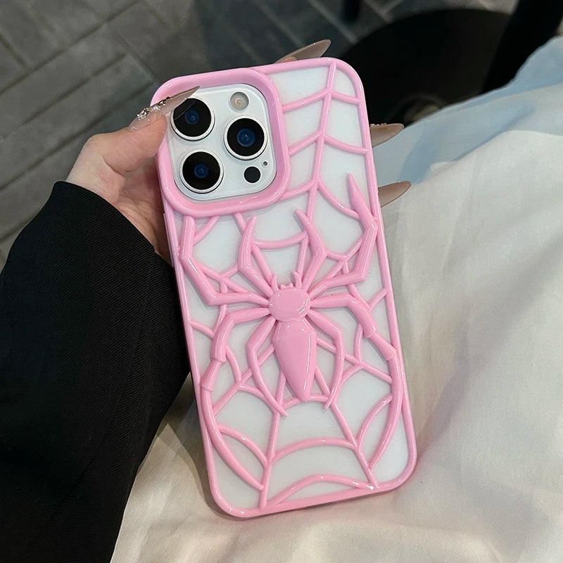 Pink Cool 3D Spider Hollow Dissipate Heat Phone Case