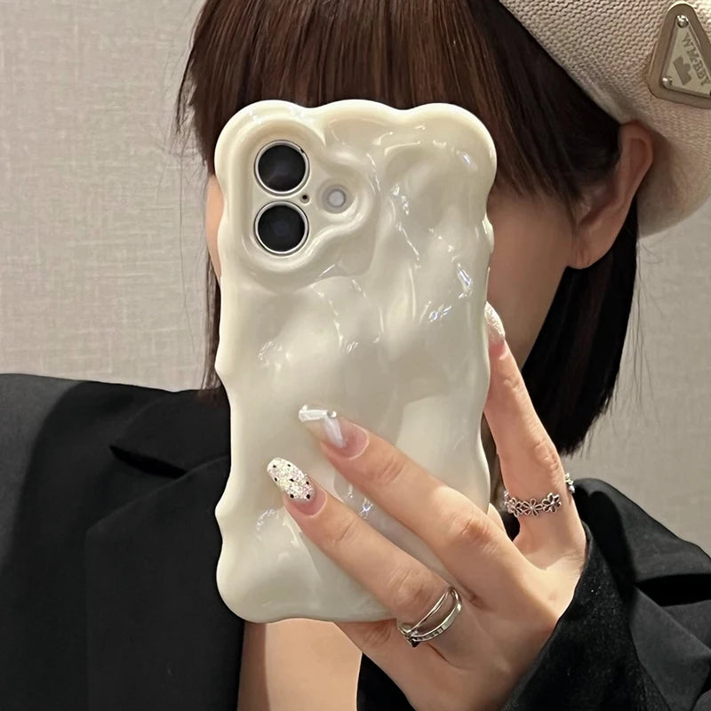 Fashion White 3D Wave Texture Phone Case