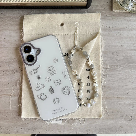 Grey Frame Line Drawing With Star Wrist Chain Chic Phone Case