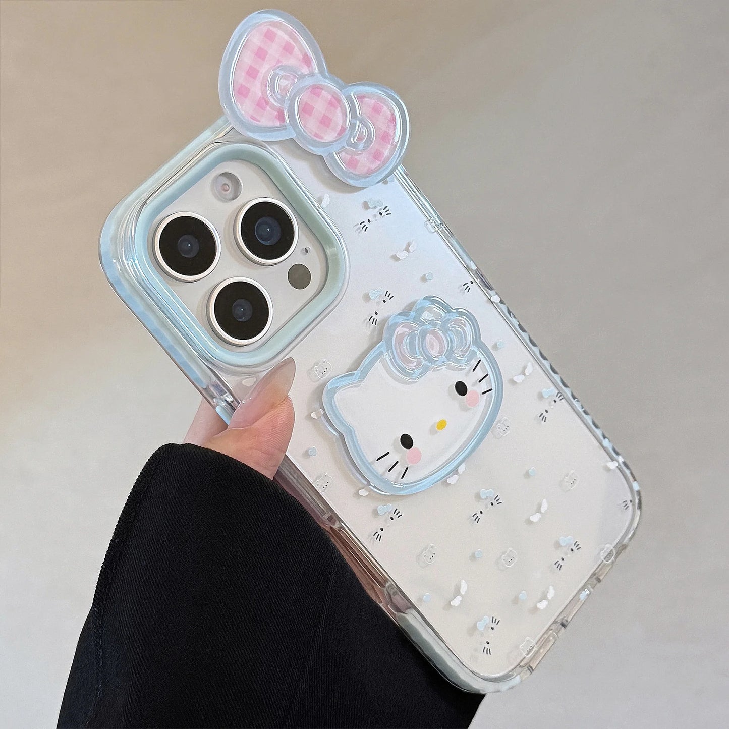 Korean 3D Bowknot Cartoon Hello Kitty Soft Phone Case For iPhone