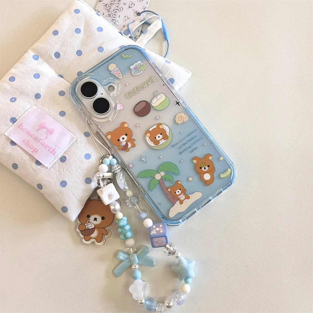 Cute Little Bear On The Blue Coconut Tree Phone Case