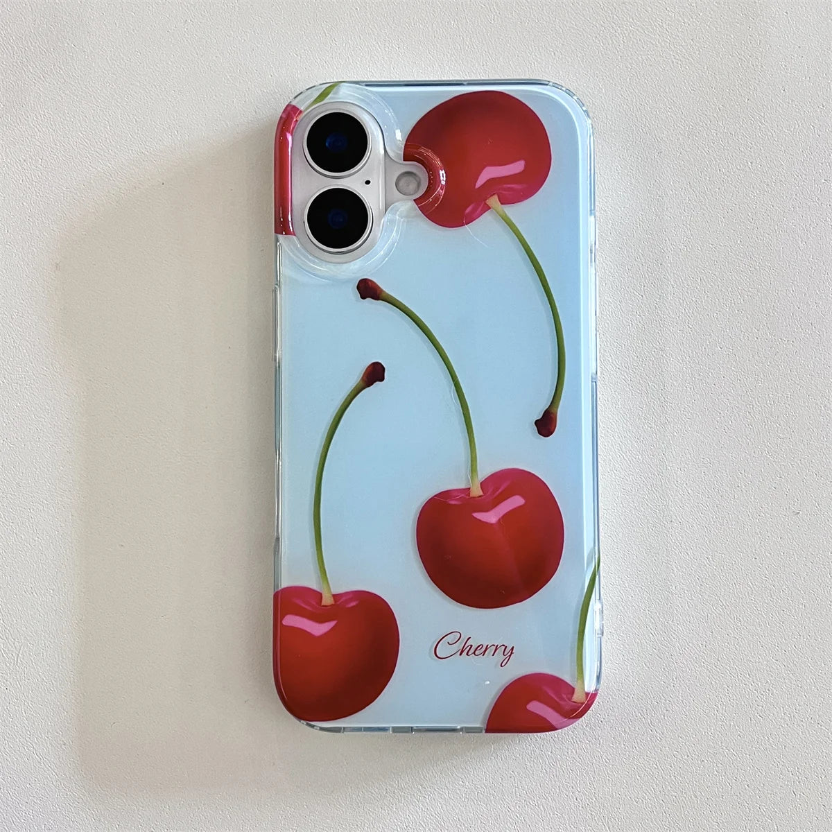 New Fashion Cute Fruit Light Blue Cherry Phone Case