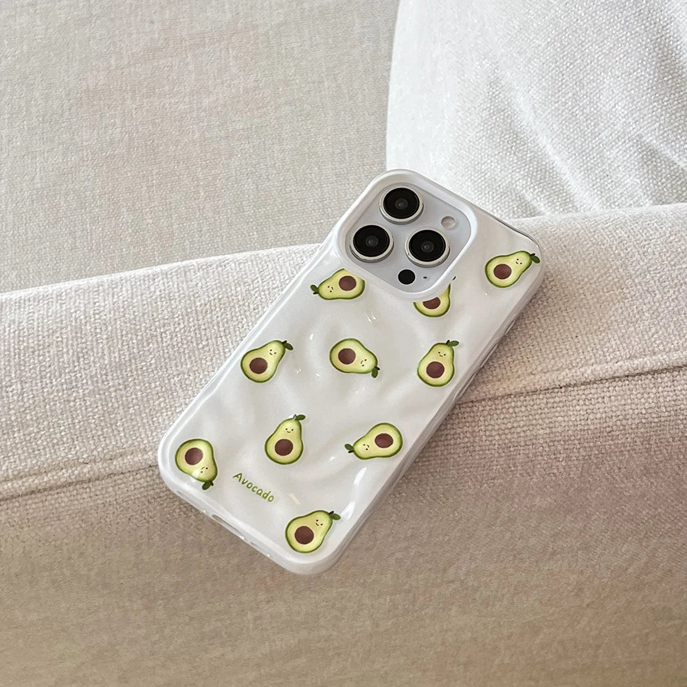 Simple Fruit Durian Avocado Guava Cute Folds Texture Phone Case