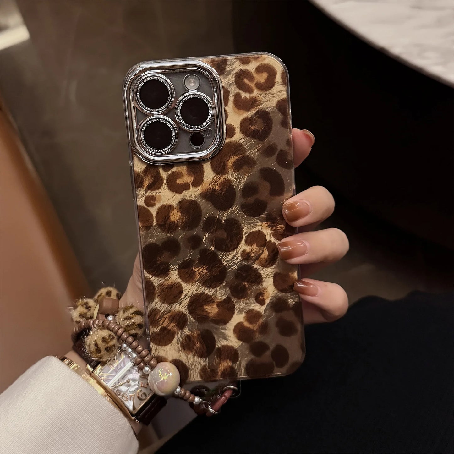 Y2K Leopard With Lanyard Phone Case For iPhone