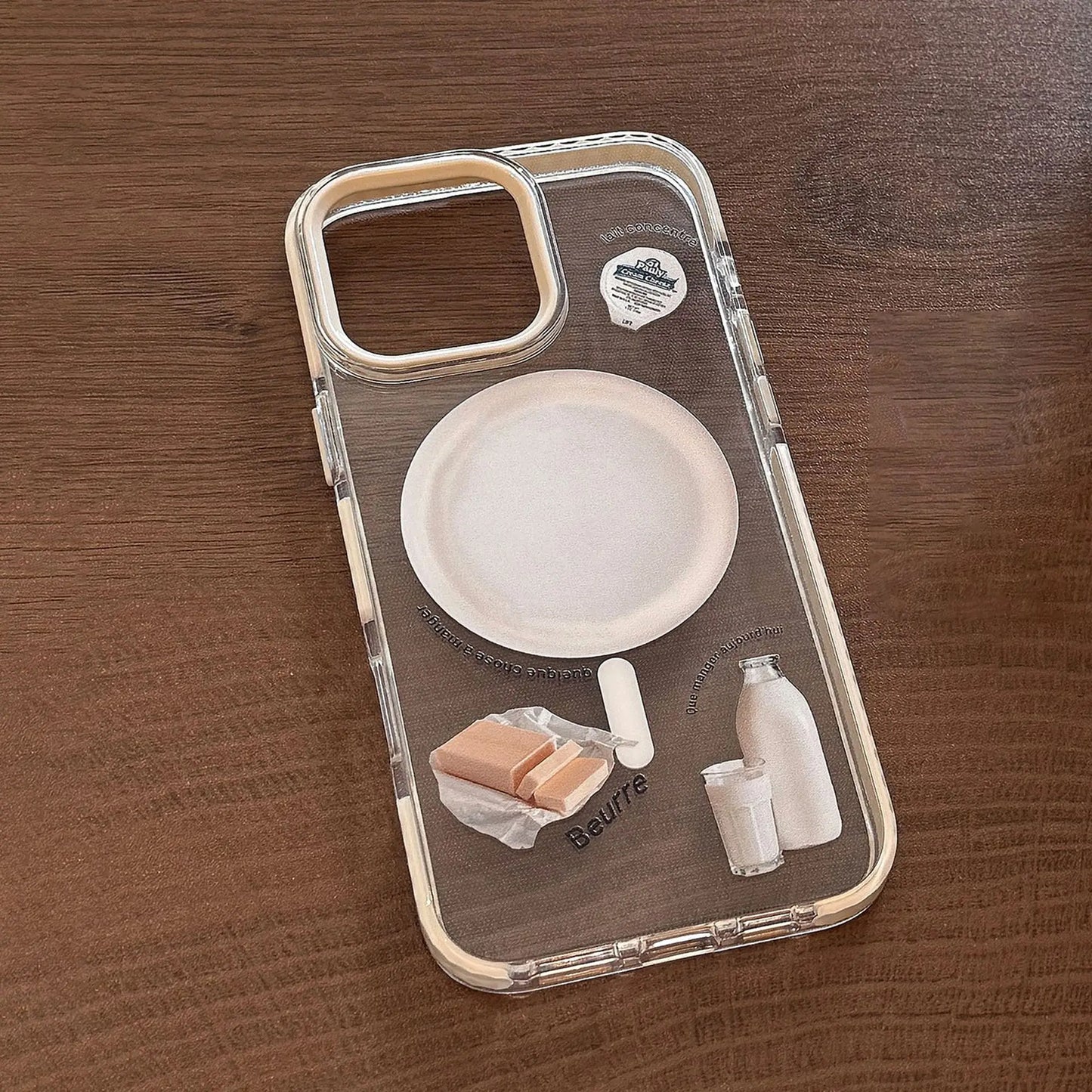 Korean Bread Breakfast Magsafe Magnetic Stand Clear Phone Case For iPhone