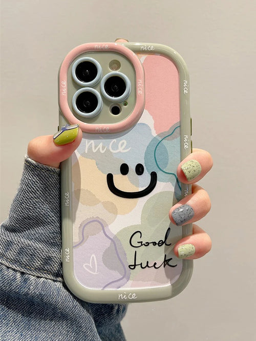 Simple Smile Letters Good Luck Hard Back Cover Case For iPhone