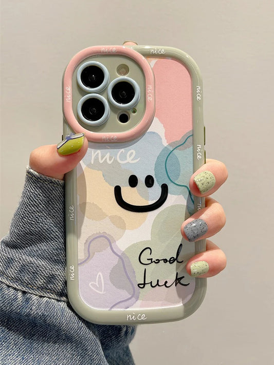 Simple Smile Letters Good Luck Hard Back Cover Case For iPhone