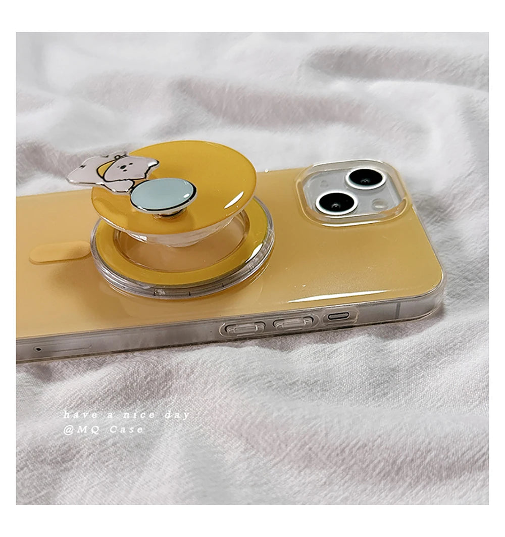 Cute Puppy Cartoon Dog Magnetic Grip Tok Phone Stand Holder Phone Case