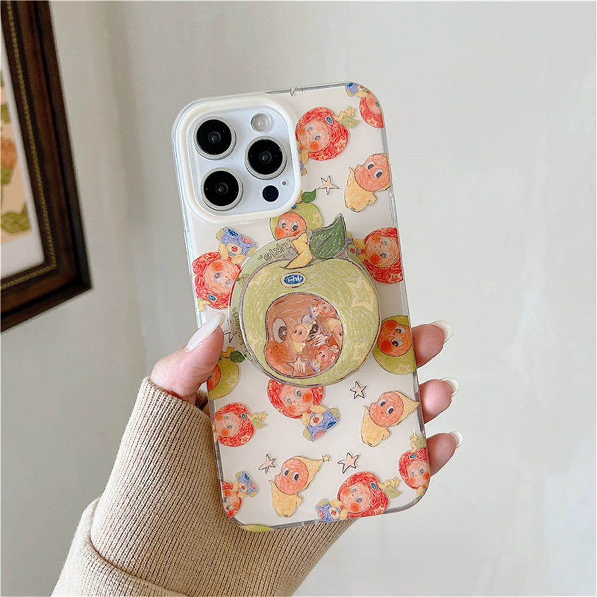 Cute Cartoon Star Baby Magnetic Stand Phone Case For iPhone