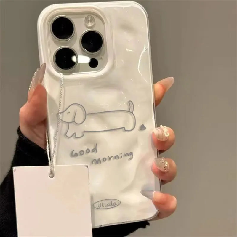 3D Cute Cartoon Cat Telescopic Bracket Soft Silicone Phone Case For iPhone