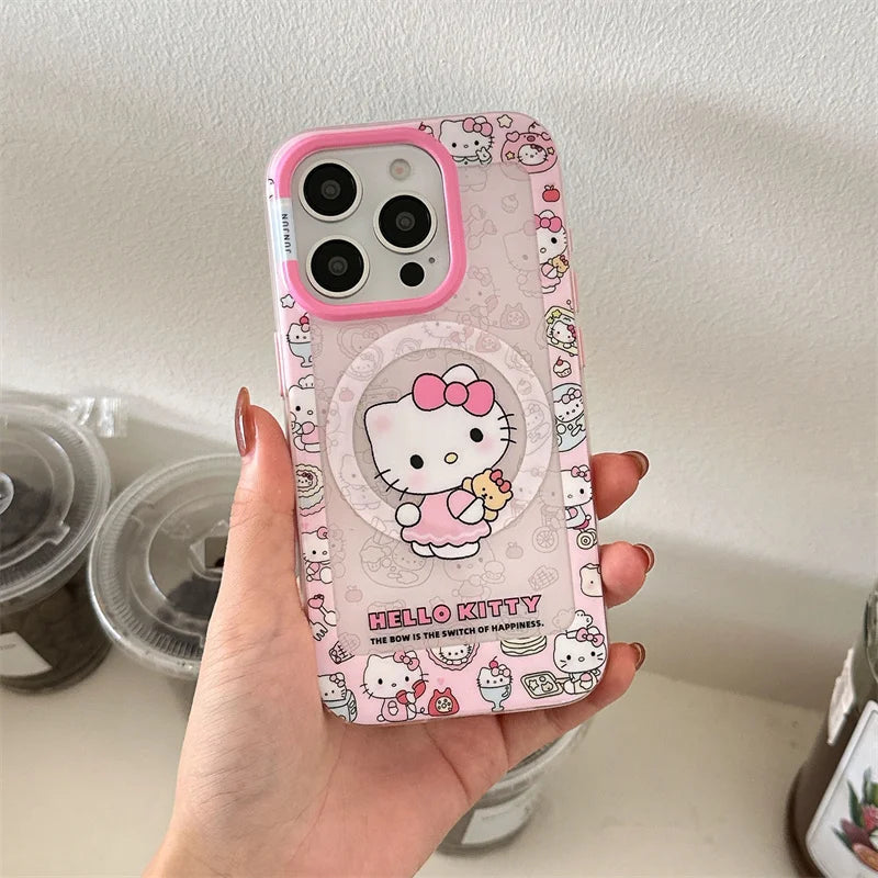 Korean Cute Pink Hello Kitty Magnetic Phone Case For iPhone