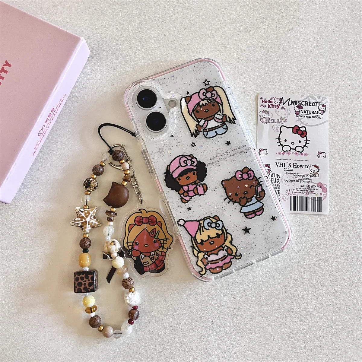 Glitter Cute Cartoon Black Skinned Cat Phone Case