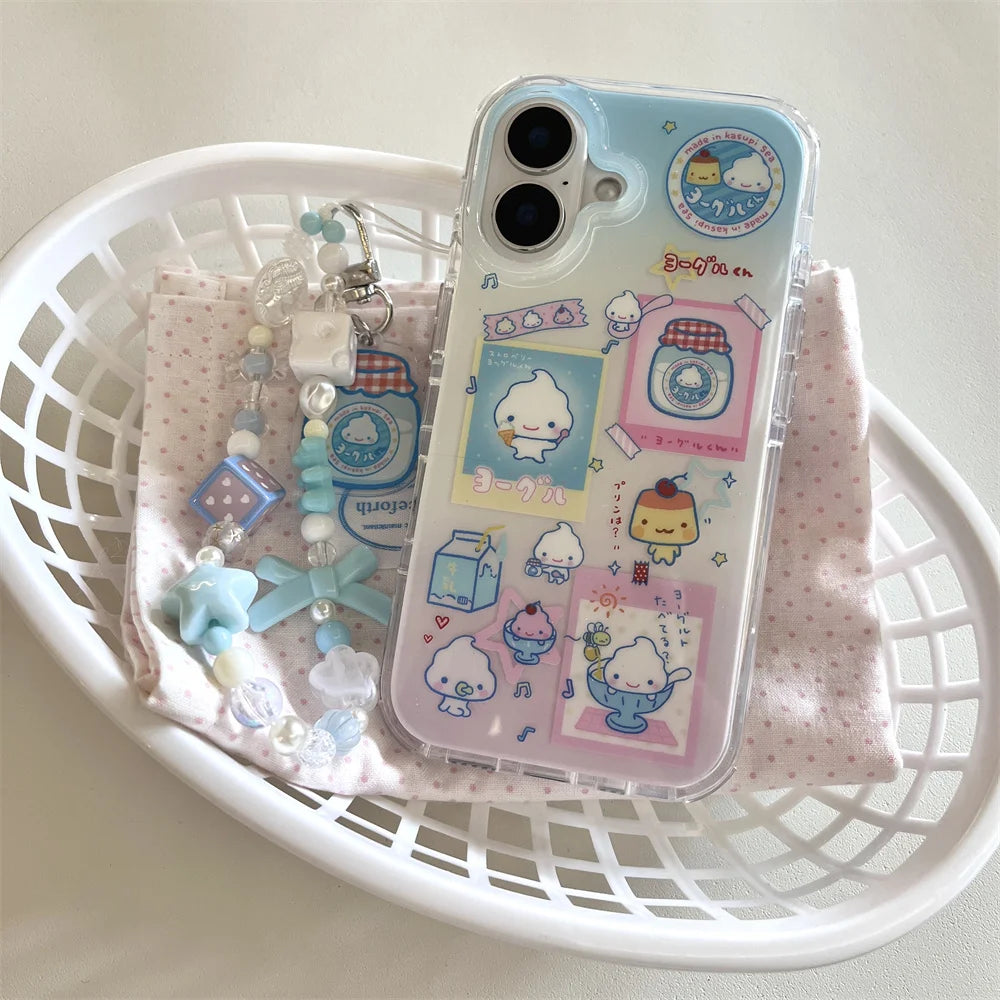 Summer Ice Cream Drink Milk Cartoon Lanyard Chain Phone Case